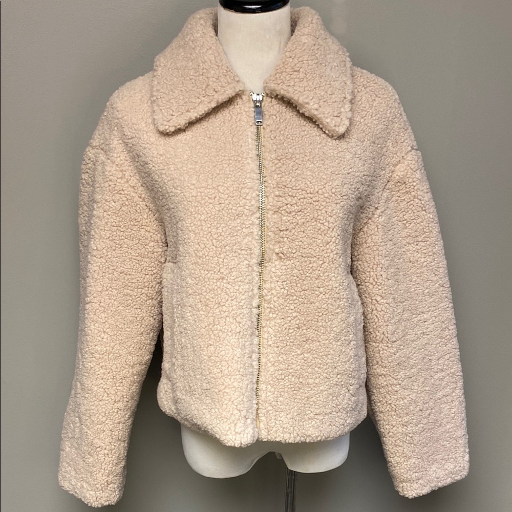 Edited Cream Cropped Teddy Jacket – Size 34 (XS/S)